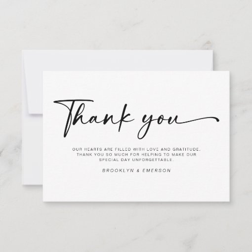 Script Thank You Photo Wedding Thank You Card | Zazzle