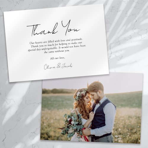 Script Thank You Photo Wedding Thank You Card