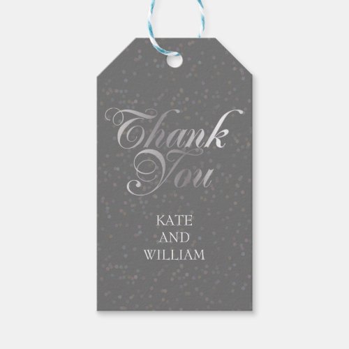 Script Thank You Silver Confetti Gift Tags