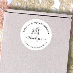  Script thank you social handle Custom logo  Classic Round Sticker