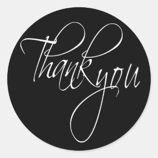 Script Thank You Stickers | Black And White