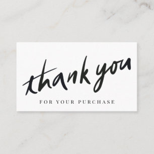 Script Thank You White Business Card