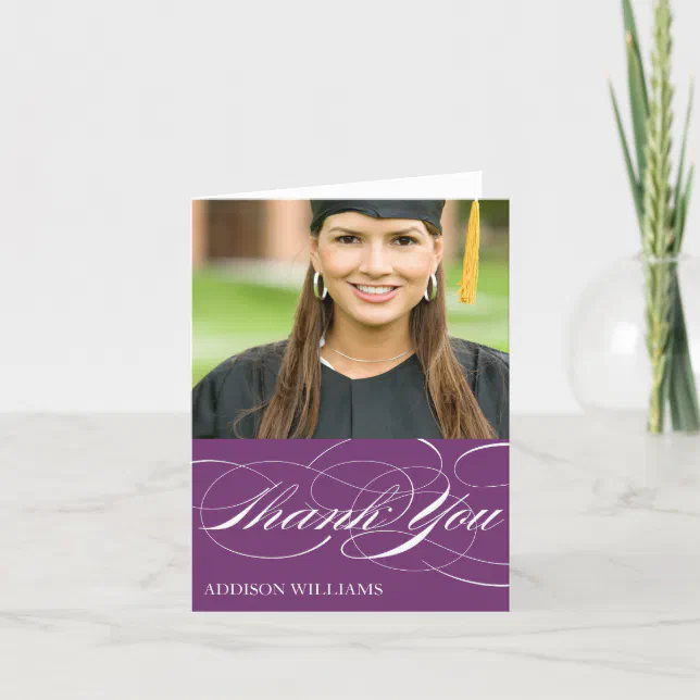 SCRIPT THANKS | GRADUATION THANK YOU CARD | Zazzle