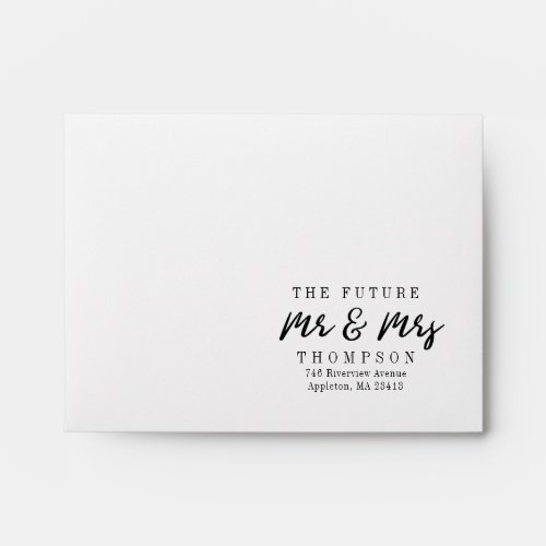 Script The Future Mrs and Mr Preprinted RSVP Envelope