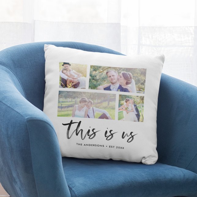 Script This is Us Family Name Photo Collage Throw Pillow (Creator Uploaded)