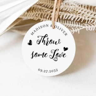 Script Throw Some Love Confetti Wedding Favor Classic Round Sticker