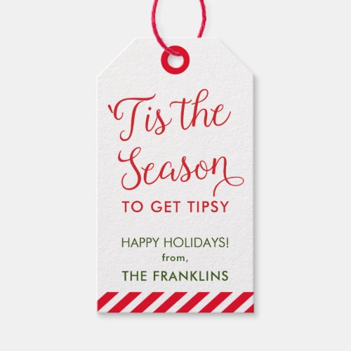 Script Tis the Season to get tipsy Holiday Wine Gift Tags