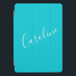 Script Turquoise Solid Color Personalized Name iPad Pro Cover<br><div class="desc">Cute Script Turquoise Solid Color Personalized Name iPad Pro Cover</div>