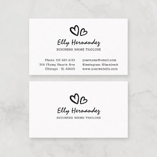Script Typewriter Heart Logo Black Professional Business Card