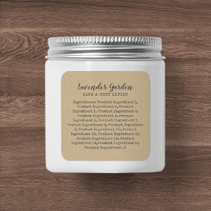 Script Typewriter Ingredients List Kraft Label