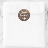 Script Typography and Rustic Brown Barn Wood Classic Round Sticker (Bag)