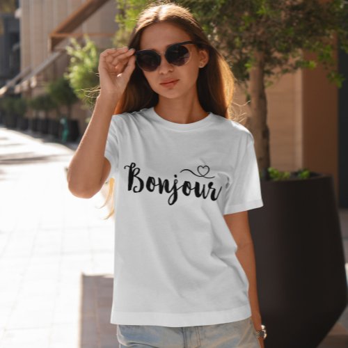 Script Typography _ Bonjour T_Shirt