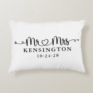 Script Typography Custom Mr Mrs Wedding Photo Accent Pillow