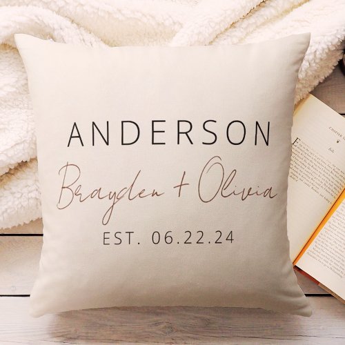 Script Typography Elegant Boho Wedding Throw Pillow