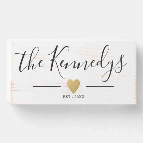 Script Typography Family Name Wooden Box Sign