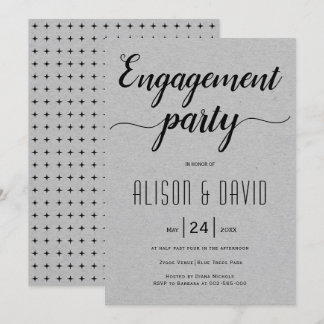Script typography gray wedding engagement party invitation