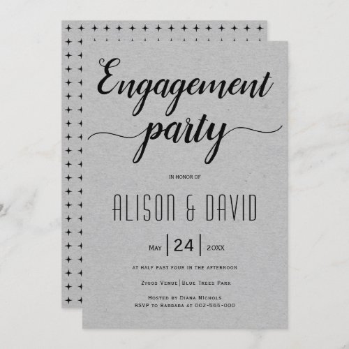Script typography gray wedding engagement party invitation