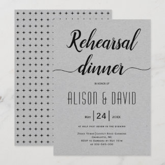 Script typography gray wedding rehearsal dinner invitation