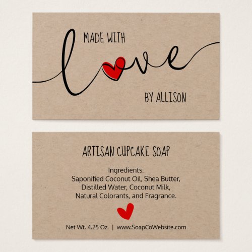 Script Typography Made With Love Kraft Gift Tags