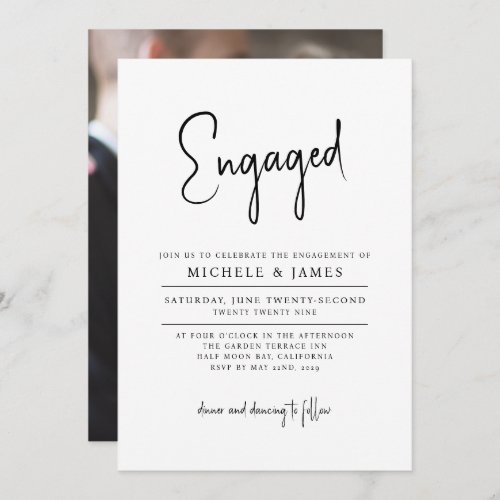 Script Typography Minimal Wedding Engagement Invitation