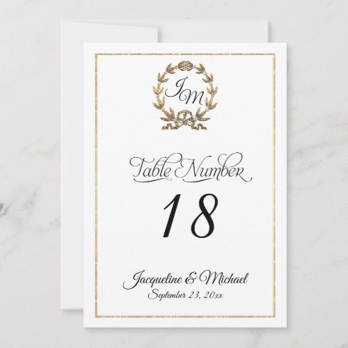 Script Typography Monogram Gold Table Numbers