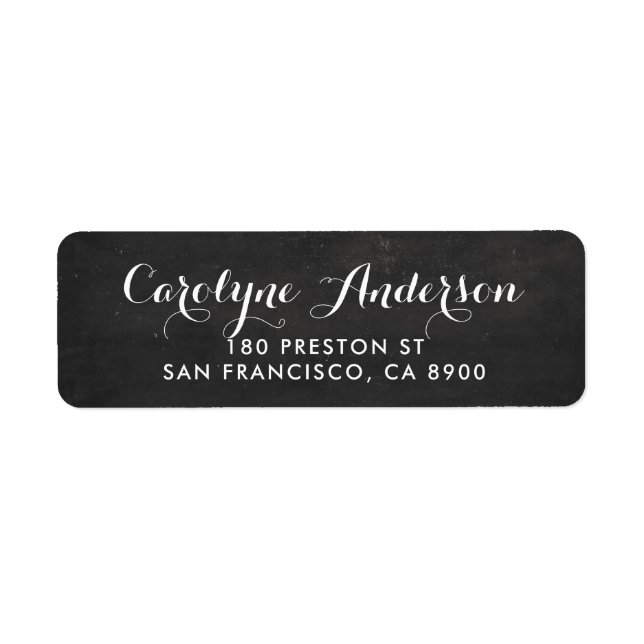 Script Typography on Rustic Faux Chalkboard Label (Front)