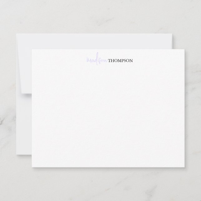 Script Typography Pale Lavender  Note Card (Front)