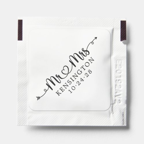 Script Typography Personalized Mr Mrs Wedding  Hand Sanitizer Packet