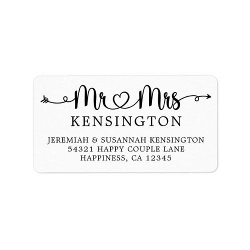 Script Typography Personalized Mr Mrs Wedding Label