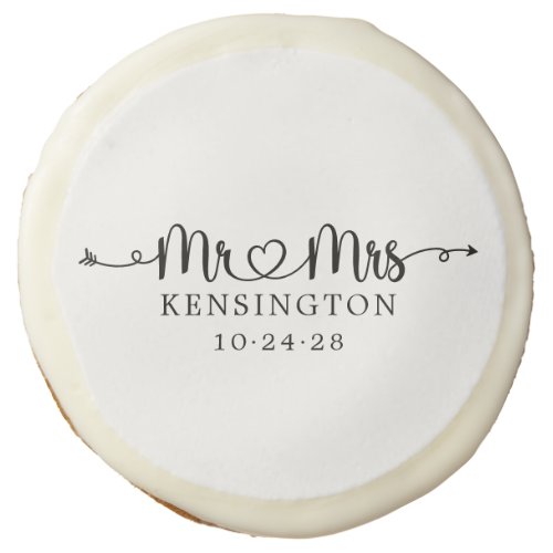 Script Typography Personalized Mr Mrs Wedding Sugar Cookie