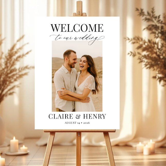 Script Typography Photo Wedding Welcome  Foam Board (Creator Uploaded)