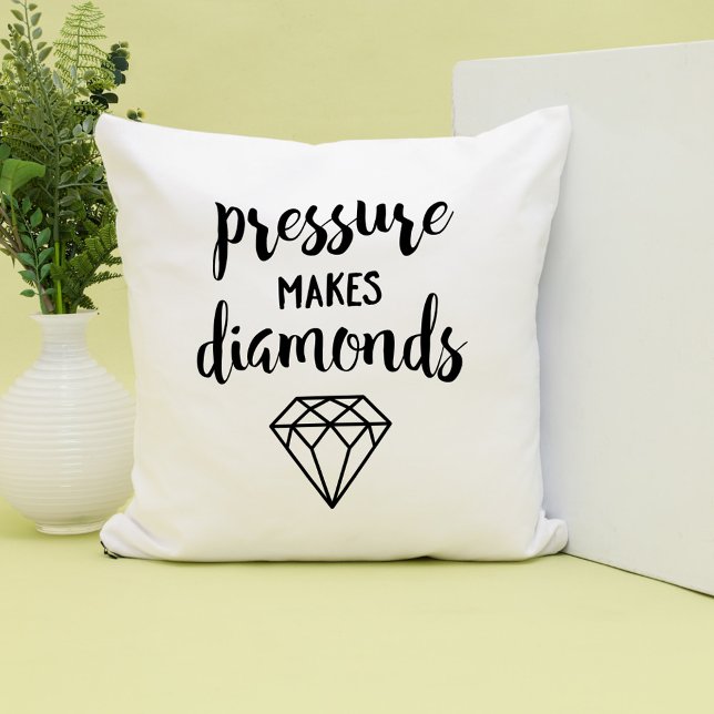 Script Typography "Pressure Makes Diamonds" Throw Pillow (Creator Uploaded)
