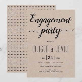 Script typography rustic wedding engagement party  invitation