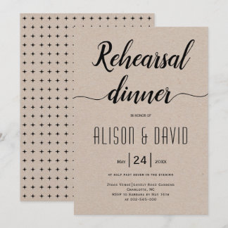 Script typography rustic wedding rehearsal dinner invitation