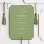 Script Typography Sage Green Wedding Menu Card<br><div class="desc">Elevate your reception with this Personalized Script Typography Sage Green Wedding Menu Card, a chic addition to your wedding menu and perfect for modern or classic wedding menu ideas. Designed to complement wedding menu cards across elegant wedding menus, this piece enhances a sage green wedding with subtle, refined accents. Ideal...</div>