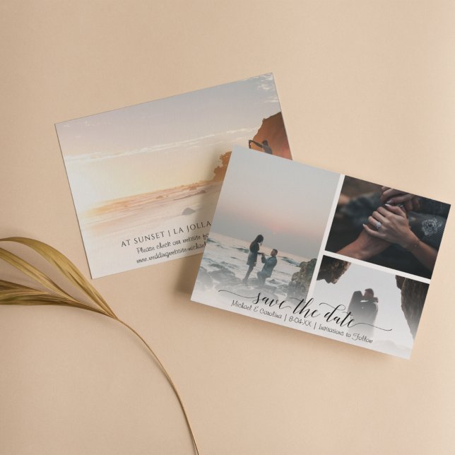 Script Typography Save the Date 4 Photo Collage (Creator Uploaded)