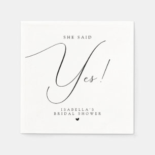 Script Typography She Said Yes Bridal Shower Napkins