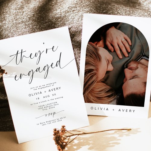 Script Typography Theyre Engaged Invitation