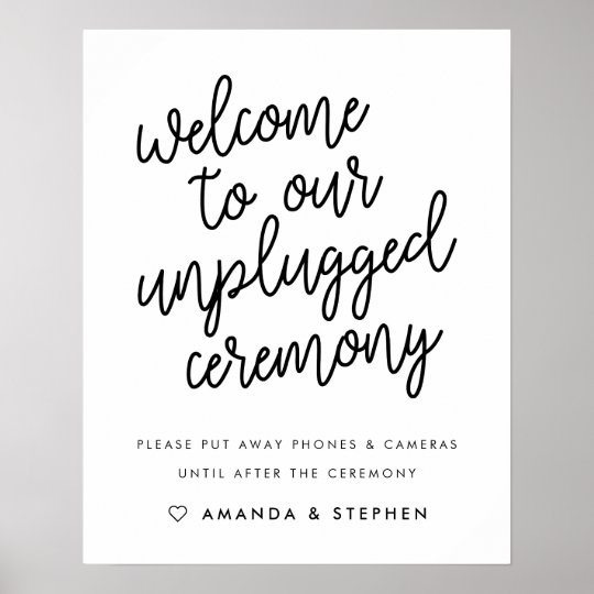unplugged wedding sign wording