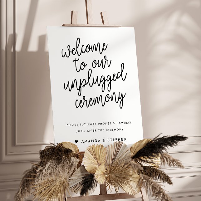 Script Typography Unplugged Wedding Ceremony Sign (Creator Uploaded)