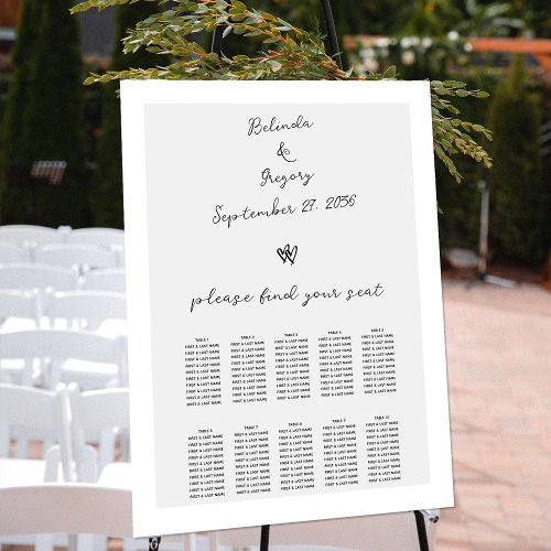 Script Typography Wedding Seating Chart Foam Board
