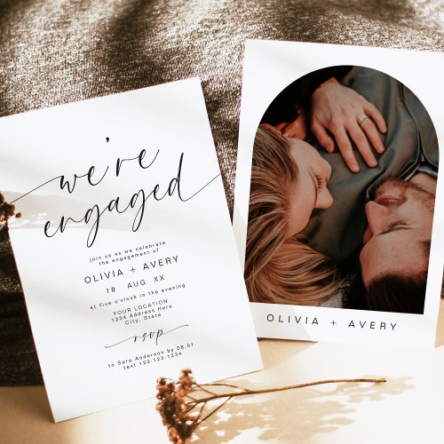 Script Typography Were Engaged Party Invitation
