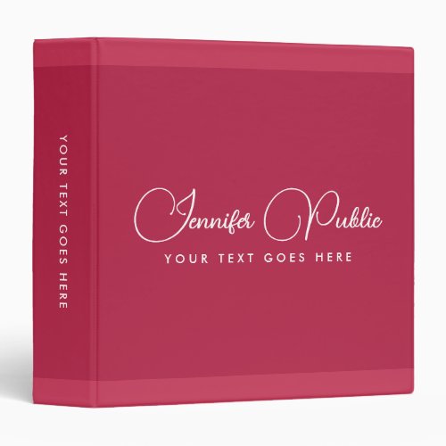 Script Upload Your Logo Typography Name Template 3 Ring Binder