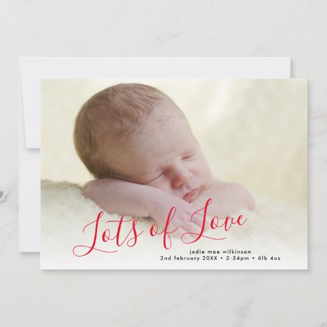Script Valentine's Photo Birth Announcement (Front)