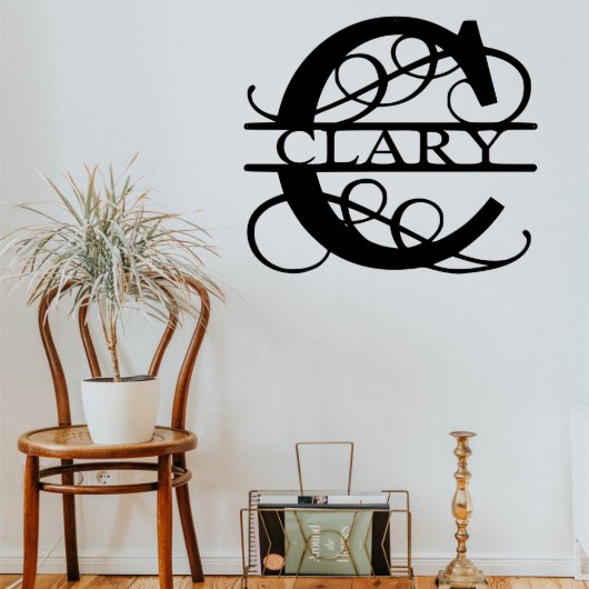 Script Vine Split Letter Monogram (Front)