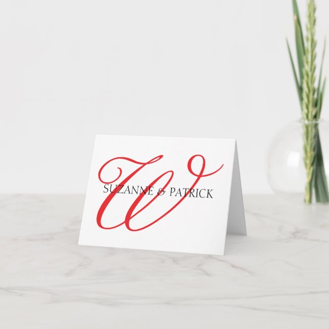 Script W Monogram Notecard (Red / Black) (Front)