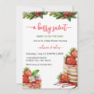 Script Watercolor Berry sweet Baby shower Invitation