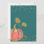 Script Watercolor Pumpkin Glitter Fall Baby Shower Invitation (Back)