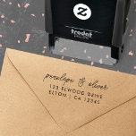 Script Wedding Address | Modern Minimal Couple Self-inking Stamp<br><div class="desc">Simple, stylish wedding RSVP return address stamp in a modern minimalist design style with a trendy script typography in classic black and white, with an informal handwriting style font. The text can easily be personalized for a unique one of a kind design for your special day. If you need any...</div>