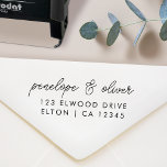 Script Wedding Address | Modern Minimal Couple Self-inking Stamp<br><div class="desc">Simple, stylish wedding RSVP return address stamp in a modern minimalist design style with a trendy script typography in classic black and white, with an informal handwriting style font. The text can easily be personalized for a unique one of a kind design for your special day. If you need any...</div>